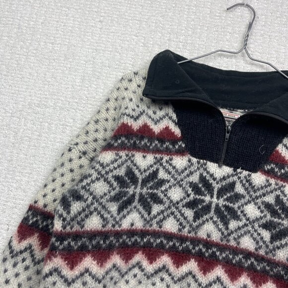 VTG Alma Men Nordic 100% Wool Pullover Sweater 1/4 Zip hand Made in Nepal Read - Picture 2 of 14